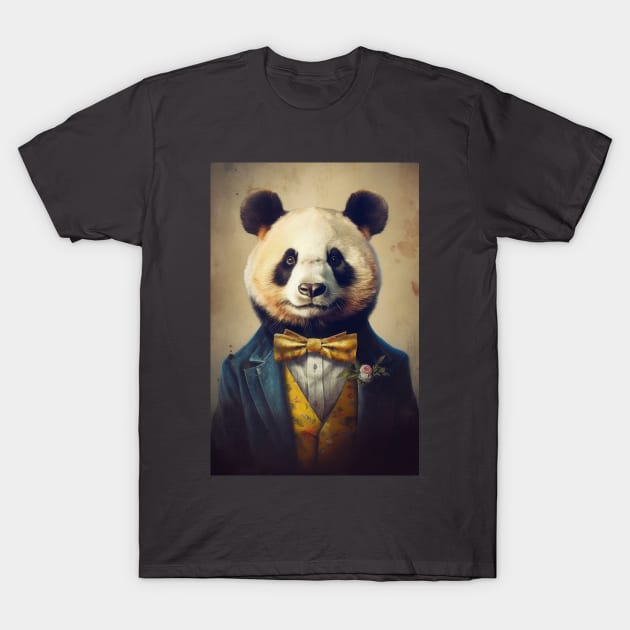 Mr Dapper Panda Bear T-Shirt by JensenArtCo